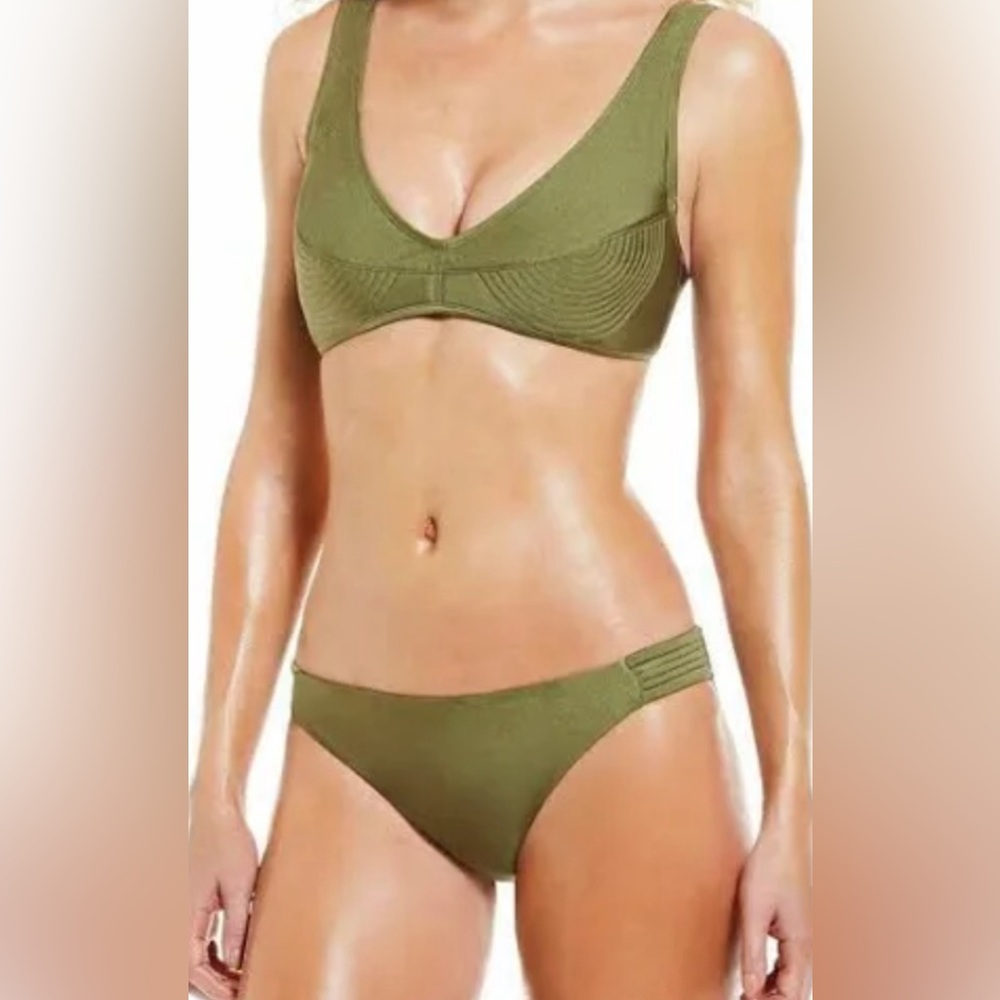 Chelsea and Violet Olive Green 2 Piece Bikini Bathing Suit Extra Small E52